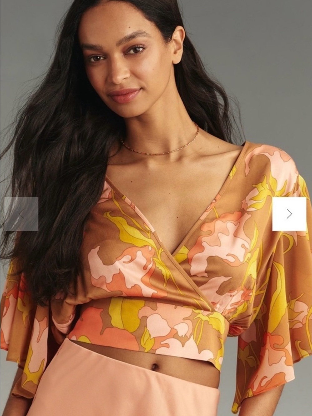 Anthropologie Peach Multi Wrap Crop Top